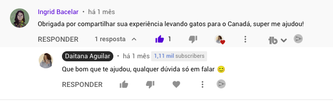 Depoimento de Ingrid sobre o conteúdo de imigração para o Canadá